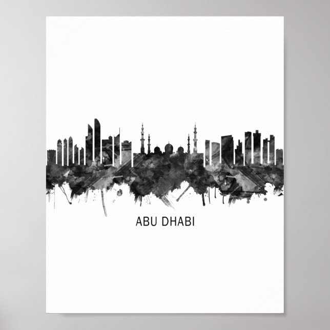 Poster Abu Dhabi UAE Skyline BW (Frente)