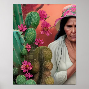 Poster Abuela Surreal Floral Digital Art