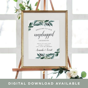 Poster Abundant Foliage Unplugged Ceremony Sign