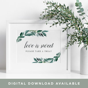 Poster Abundant Foliage Wedding Dessert Sign