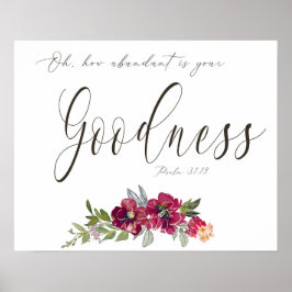 Poster Abundante Bondade floral vermelho