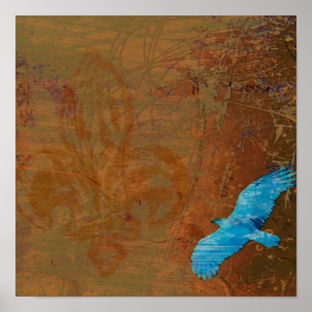 Póster Abutre Azul Soar Grunge (Frente)