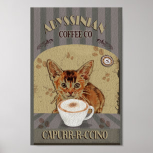 Poster Abyssinian Cat Coffee Capurrrccino Vintage