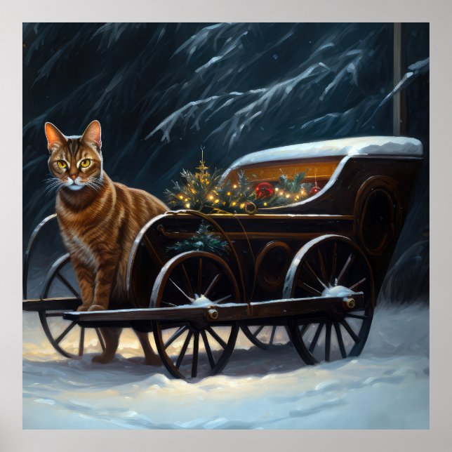 Poster Abyssinian Snowy Sleigh Passeia Decência de Natal (Frente)