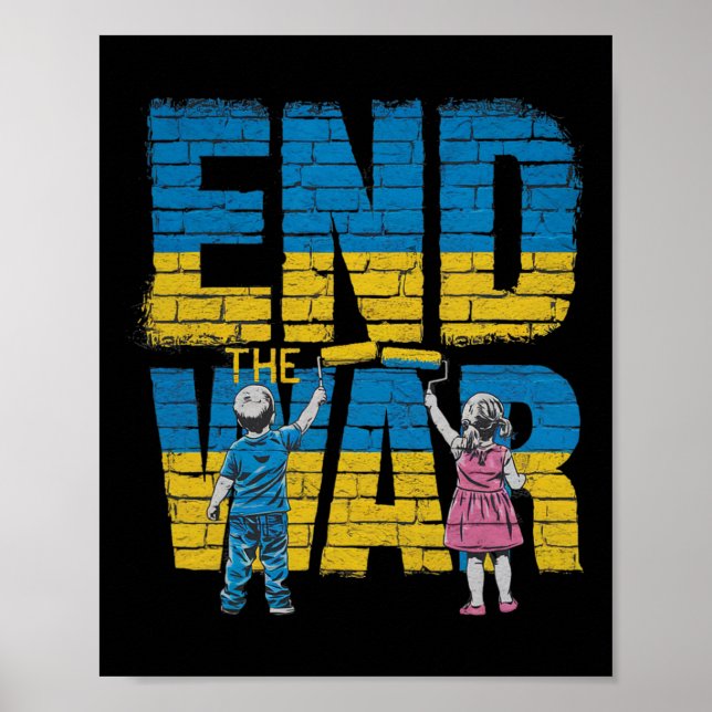 Poster Acabar Com a Guerra Grafite Crianças Apoiam Zelens (Frente)