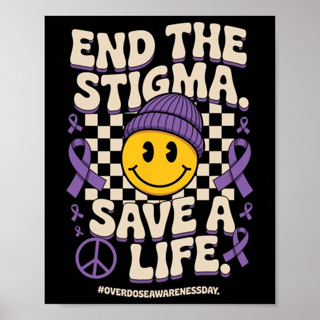 Poster Acabar Com O Estigma Salvar Uma Vida Groovy Dia de (Frente)