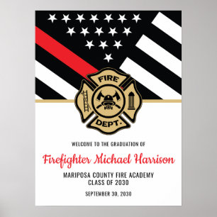 Poster Academia de Bombeiros Graduação Bandeira Linha Ver