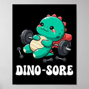 Poster Academia de Dinossauro Treino Fitness Levantando P