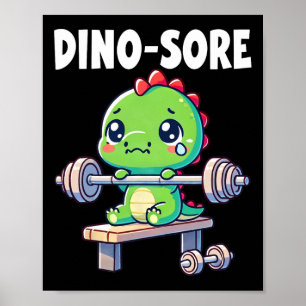 Poster Academia de Dinossauros Treino Fitness Levantando 
