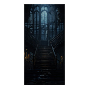 Póster Academia Escura Estética Gótica Escadaria Hallowee