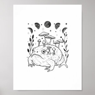 Poster Academia Lua Witchy Goblincore Estética Sapo