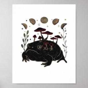 Poster Academia Lua Witchy Goblincore Estética Sapo Cla