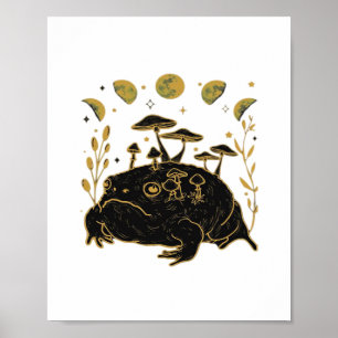 Poster Academia Lua Witchy Goblincore Estética Sapo Cla