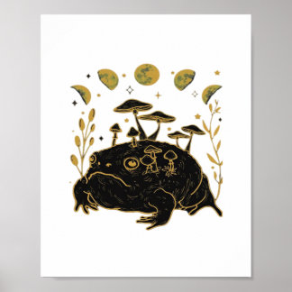 Poster Academia Lua Witchy Goblincore Estética Sapo Cla