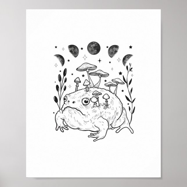 Poster Academia Moon Witchy Goblincore Aesthetic Frog (Frente)
