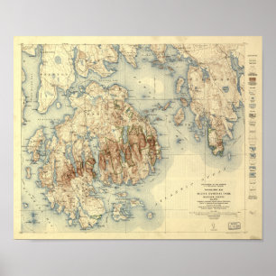 Póster Acadia National Park 1931 Topographic Map