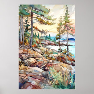 Poster Acadia National Park Watercolor