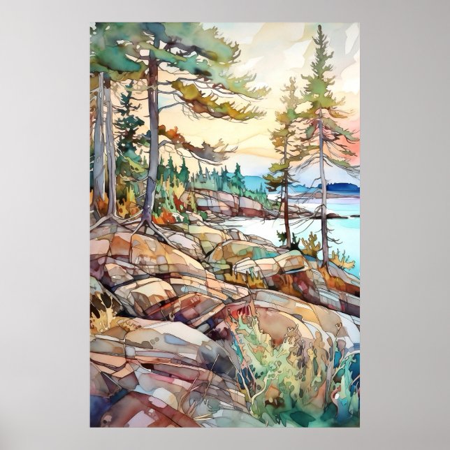 Poster Acadia National Park Watercolor (Frente)