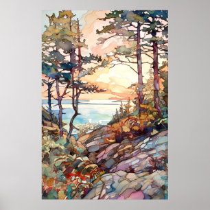 Poster Acadia National Park Watercolor