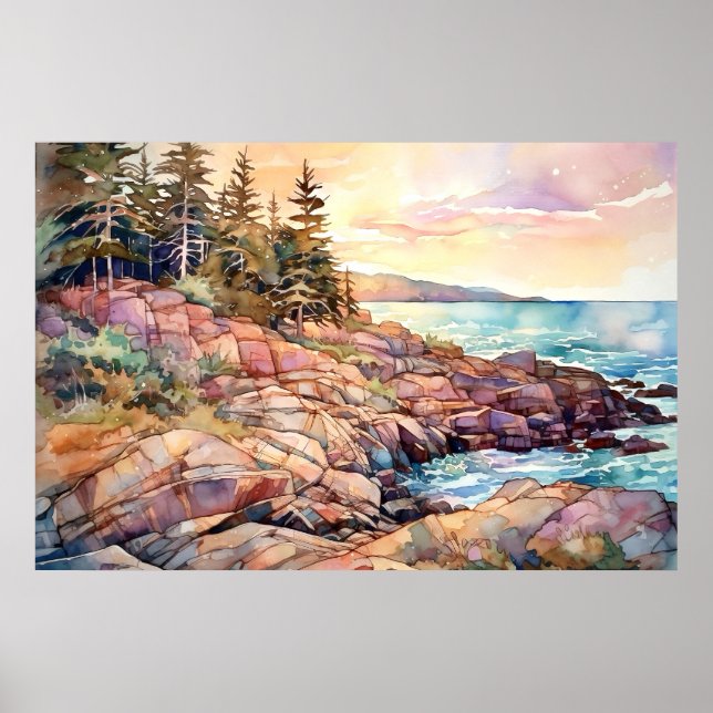 Poster Acadia National Park Watercolor (Frente)