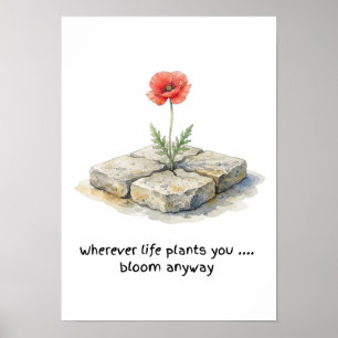 Poster Açafrão Aquarela Onde a Vida Planta Você