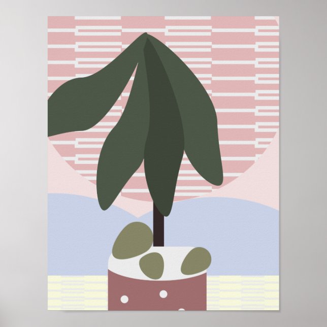 Poster Açafrão Geométrico Abafado da Árvore de Abacate  (Frente)