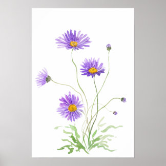 Poster açafrão roxo pintado à mão aquarela