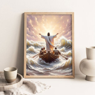 Poster Acalme a Tempestade, Arte Cristã, Paz Fique Quieta