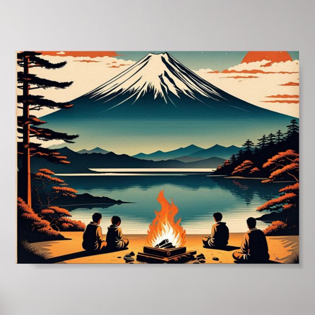 Poster Acampamento AI Mt Fuji Japonês (Frente)