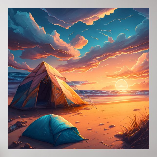 Poster Acampamento ao nascer do sol (Frente)