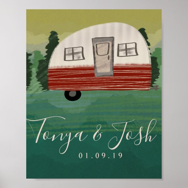 Poster Acampamento Camper Vintage Despedida de Solteira F (Frente)