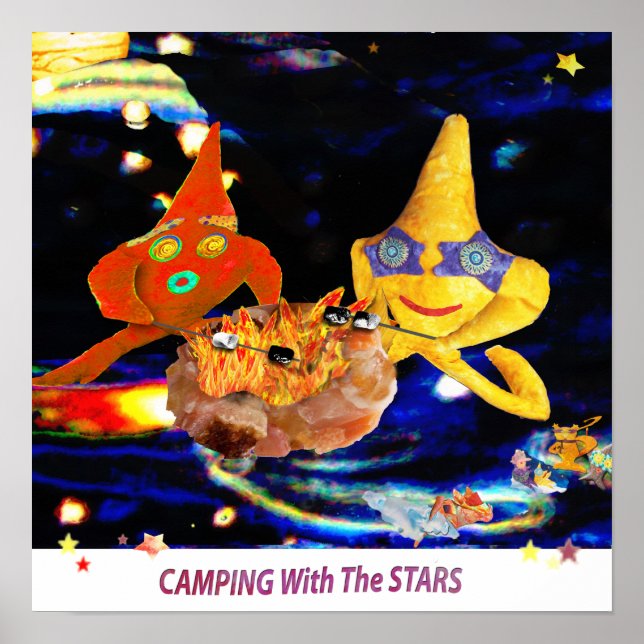 Póster Acampamento com as estrelas (Frente)
