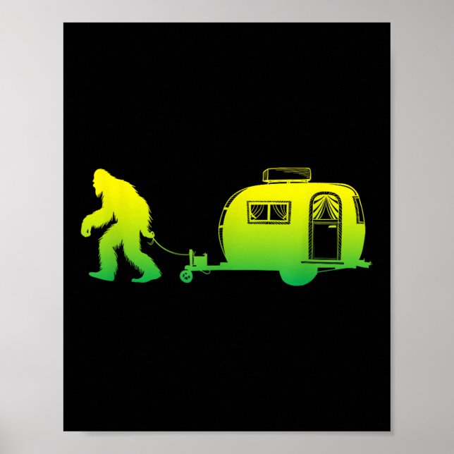 Poster Acampamento de Motorhome Bigfoot Rv Sasquatch Camp (Frente)