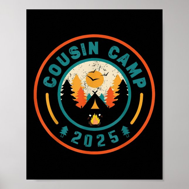 Poster Acampamento de Primos 2025 Equipe de Acampamento F (Frente)