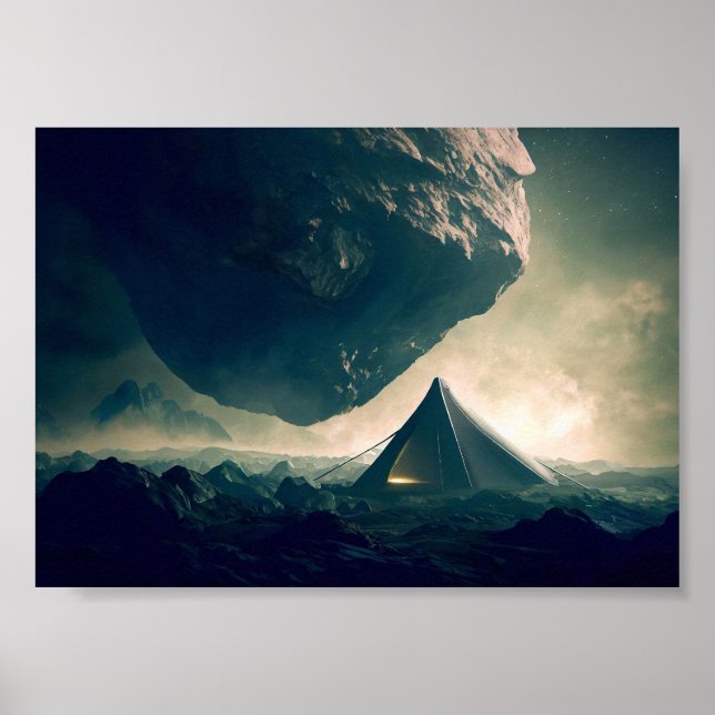 Poster Acampamento de tendas em espaço profundo (Frente)