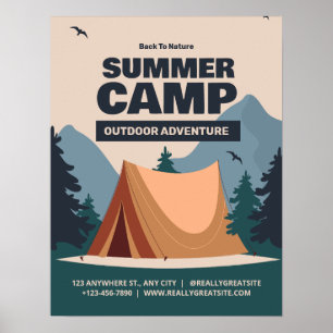 Poster Acampamento de Verão Divertido e Editável, Acampam