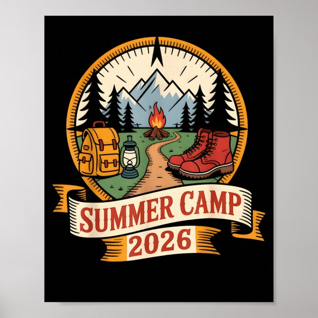 Poster Acampamento de verão retrô 2026 líder da tripulaçã (Frente)
