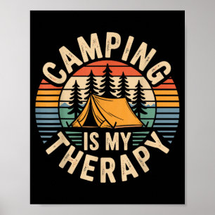 Poster Acampamento é minha terapia divertido acampante