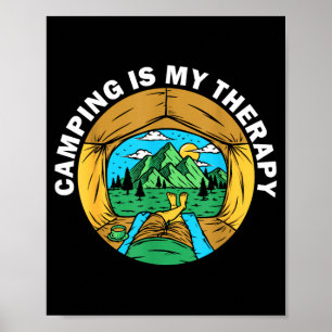 Poster Acampamento é terapia engraçado caminhante de camp