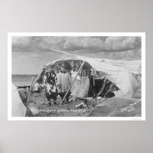 Póster Acampamento Eskimo Nome, foto 1916 de Alaska