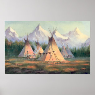 Poster ACAMPAMENTO INDIANO do TIPI por SHARON SHARPE