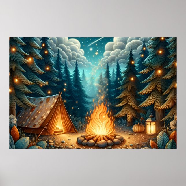 Poster Acampamento na Floresta (Frente)