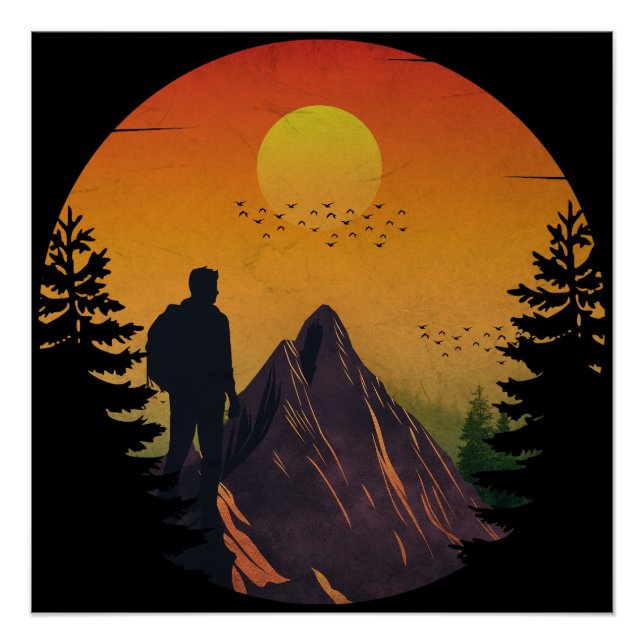 Póster Acampamento natureza pôr do sol (Frente)
