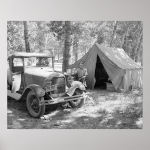 Poster Acampamento no Vale de Yakima, 1936. Foto antiga