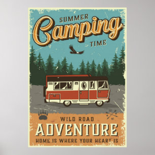 Poster Acampamento retrô