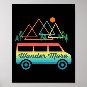 Poster Acampamento Retro Camper Van Vintage Pôr do Sol Mo