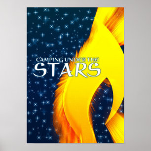 Poster Acampamento sob as estrelas Starshine e a fogueira