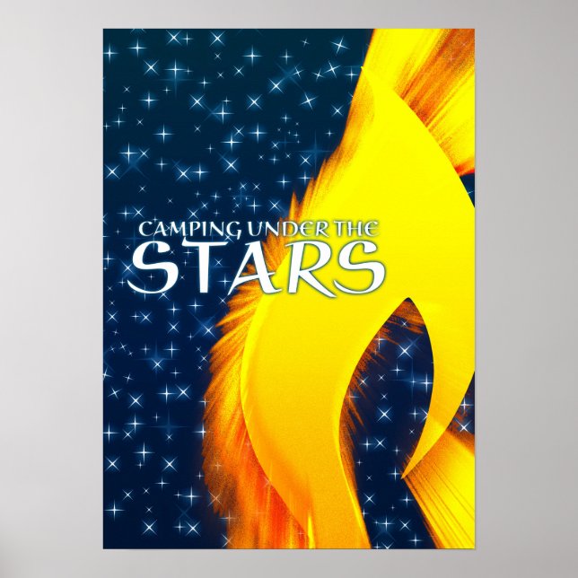 Poster Acampamento sob o estibordo das estrelas e fogo de (Frente)