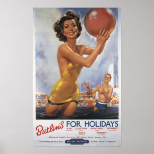 Póster Acampamentos de Ava Gardner Butlin idêntico