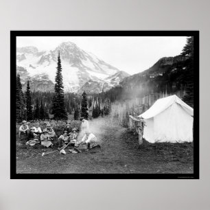 Poster Acampando no indiano Henry, o Monte Rainier, WA